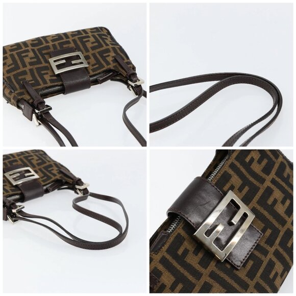 FENDI Zucca Canvas Shoulder Bag Black Brown Auth 146505 - Picture 16 of 16